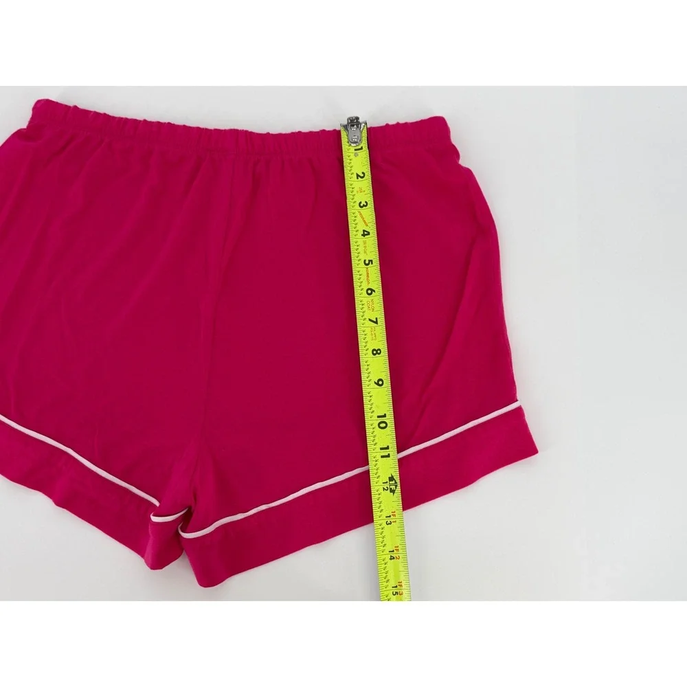 J.Crew Girls Pink Pajama Shorts White Piping Lyocell Blend Loungewear Size S